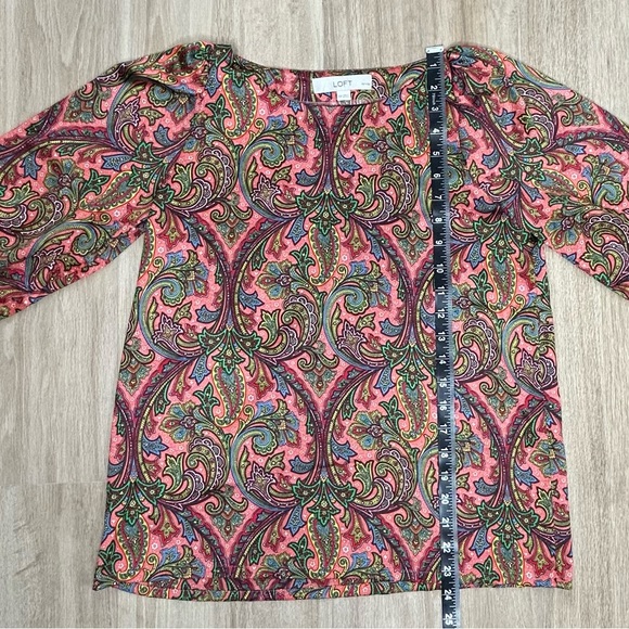 Loft Women’s Multi Colored Bohemian Long Sleeve Blouse - Picture 10 of 11